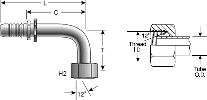 Gates Female French GAZ Swivel - 90° Bent Tube