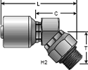 Gates MegaCrimp Male O-Ring Boss Swivel - 45° Block