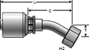 Gates MegaCrimp Female JIC 37° Flare Swivel - 30° Bent Tube