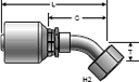 Gates MegaCrimp Female JIC 37° Flare Swivel - 45° Bent Tube