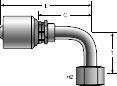 Gates MegaCrimp Female SAE 45° Flare Swivel - 90° Bent Tube