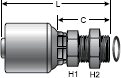 Gates MegaCrimp Male Flat-Face O-Ring Bulk Head Long Nose