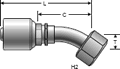 Gates MegaCrimp Female Flat-Face O-Ring Swivel - 30° Bent Tube