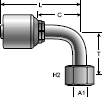 Gates MegaCrimp Female DIN 24° Cone Swivel - Light Series with O-Ring - 90° Bent Tube