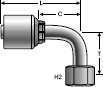 Gates MegaCrimp Female British Standard Parallel Pipe O-Ring Swivel - 90° Bent Tube