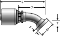 Gates MegaCrimp Komatsu O-Ring Flange - 45° Bent Tube