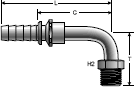 Gates Power Crimp SAE Male Inverted Swivel - 90° Bent Tube