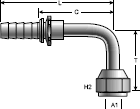 Gates Power Crimp Female DIN 24° Cone Swivel - Light Series - 90° Bent Tube