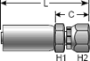 Gates PCTS Thermo-Plastic Dual Seat Female JIC 37°/SAE 45° Flare Swivel - 45° Bent Tube