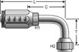 Gates Field Attachable Type T Female JIC 37° Flare Swivel - 90° Bent Tube for G2 Hose