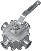 Multi-port 4-way Sanitary Stainless Steel Ball Valve / L port and T port