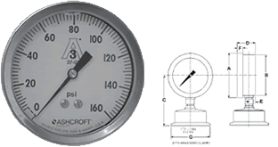 1032 Sanitary Pressure Gauges / 4½ inch Dial