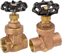 Series 8103L and 8104L Brass Gate Valve with Drain