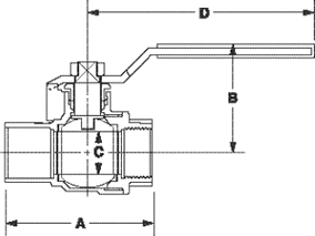 Model T-1007 Valve Dimensions in Inches Diagram