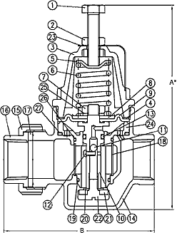 T-6801 Compact Water Pressure Reducing Valve Specifications and Dimensions