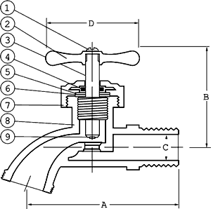 Celcon Hose Bibbs T-627 Specifications and Dimensions