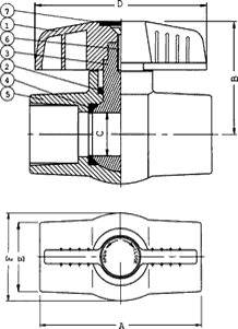 T-600 and S-600 White PVC Compact Ball Valves Specifications and Dimensions