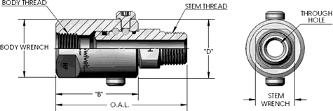 10,000 P.S.I. Male Pipe (N.P.T.F.) X Female Pipe (N.P.T.F.) High Pressure Inline Swivel Fitting