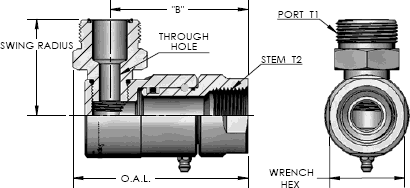 Female Pipe (N.P.T.F.) X Male Face Seal (M.F.S.) 90 Degree Swivel Fitting