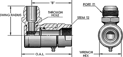 Female Pipe (N.P.T.F.) X Male J.I.C. (37°) 90 Degree Swivel Fitting