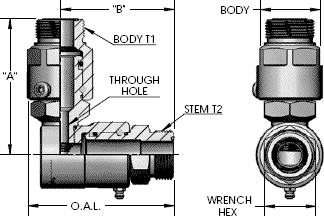 Male Face Seal (M.F.S.) X Male Face Seal (M.F.S.) 90 Dual Plane Degree Swivel Fitting