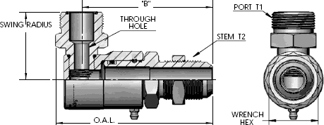 Male J.I.C. Bulkhead (37°) X Male Face Seal (M.F.S.) 90 Degree Swivel Fitting