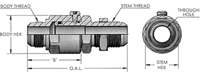 Male J.I.C. Bulkhead (37°) X Male J.I.C. (37°) Inline Swivel Fitting