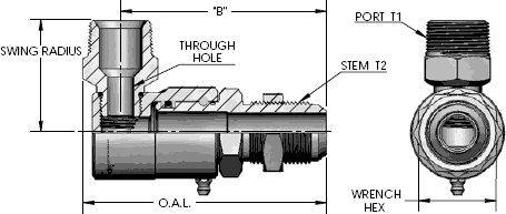 Male J.I.C. Bulkhead (37°) X Male Pipe (N.P.T.F.) 90 Degree Swivel Fitting