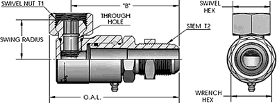 Male J.I.C. Bulkhead (37°) X Pipe Swivel (N.P.S.M.) 90 Degree Swivel Fitting