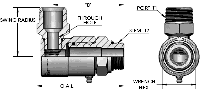 Male O-Ring (O.R.B.) X Male Pipe (N.P.T.F.) 90 Degree Swivel Fitting