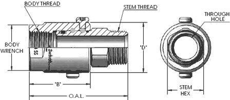 Male Pipe (N.P.T.F.) X Female Pipe (N.P.T.F.) - 304 Stainless Steel Inline Swivel Fitting