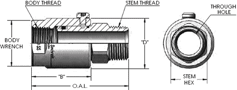 Male Pipe (N.P.T.F.) X Female Pipe (N.P.T.F.) - 404c Stainless Steel Inline Swivel Fitting