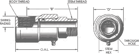 Male Pipe (N.P.T.F.) X Female Pipe (N.P.T.F.) - 404c Stainless Steel 90 Degree Swivel Fitting