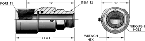 Male Pipe (N.P.T.F.) X Female Pipe (N.P.T.F.)
90 Degree Swivel Fitting