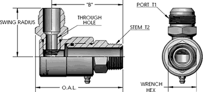 Male Pipe (N.P.T.F.) X Male J.I.C. (37°) 90 Degree Swivel Fitting