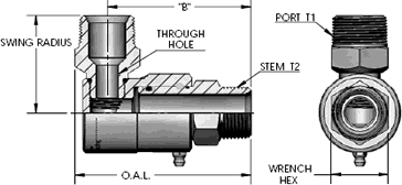 Male Pipe (N.P.T.F.) X Male Pipe (N.P.T.F.) 90 Degree Swivel Fitting