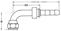 JIC 37° Swivel Female Stem 90° Bent Tube Short Drop