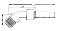 SAE 45° Male Inverted Swivel Stem 45° Bent Tube