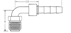 SAE 45° Male Inverted Swivel Stem 90° Bent Tube