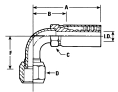 FEMALE SWIVEL, 90° ELBOW O-RING FACE SEAL (SHORT DROP)