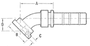 SAE 6000 PSI Code 62 Flange 45° Elbow Special Drop