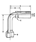 FEMALE SWIVEL, 90° ELBOW O-RING FACE SEAL (LONG DROP)