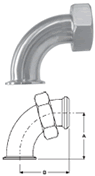 90° Clamp by Plain Bevel Seat with Hex Nut Elbows - B2FMP-14