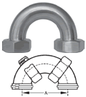 180° John Perry Plain with Hex Nut 180° Return Bend Elbows - B2EUJP