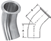 45° Clamp x Buttweld Elbows , no. 7 finish - B2KM